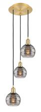  113B-3P-SG-G556-6SM - Rochester - 3 Light - 12 inch - Satin Gold - Cord hung - Multi Pendant