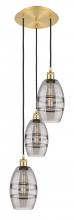  113B-3P-SG-G557-6SM - Vaz - 3 Light - 12 inch - Satin Gold - Cord hung - Multi Pendant