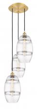  113B-3P-SG-G557-8CL - Vaz - 3 Light - 15 inch - Satin Gold - Cord hung - Multi Pendant