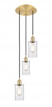  113B-3P-SG-G802 - Clymer - 3 Light - 10 inch - Satin Gold - Cord Hung - Multi Pendant