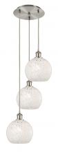  113B-3P-SN-G1216-8WM - White Mouchette - 3 Light - 15 inch - Brushed Satin Nickel - Cord Hung - Multi Pendant