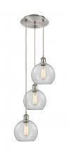  113B-3P-SN-G122-8 - Athens - 3 Light - 15 inch - Brushed Satin Nickel - Cord Hung - Multi Pendant