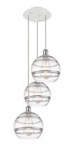  113B-3P-WPC-G556-10CL - Rochester - 3 Light - 17 inch - White Polished Chrome - Cord Hung - Multi Pendant