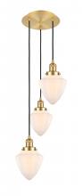  113F-3P-SG-G661-7 - Bullet - 3 Light - 14 inch - Satin Gold - Cord hung - Multi Pendant