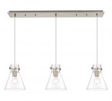  123-410-1PS-SN-G411-8CL - Newton Cone - 3 Light - 40 inch - Brushed Satin Nickel - Linear Pendant