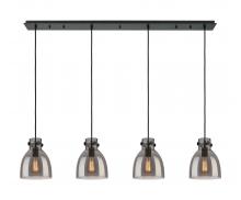  124-410-1PS-BK-G412-8SM - Newton Bell - 4 Light - 52 inch - Matte Black - Linear Pendant