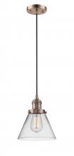  201C-AC-G42 - Cone - 1 Light - 8 inch - Antique Copper - Cord hung - Mini Pendant