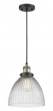  201C-BAB-G222 - Seneca Falls - 1 Light - 10 inch - Black Antique Brass - Cord hung - Mini Pendant