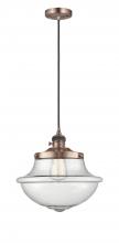  201CSW-AC-G544 - Oxford - 1 Light - 12 inch - Antique Copper - Cord hung - Mini Pendant