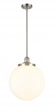  201S-SN-G201-14-LED - Beacon - 1 Light - 14 inch - Brushed Satin Nickel - Stem Hung - Pendant