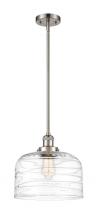  201S-SN-G713-L - Bell - 1 Light - 12 inch - Brushed Satin Nickel - Stem Hung - Mini Pendant