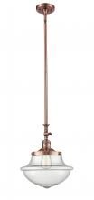  206-AC-G544 - Oxford - 1 Light - 12 inch - Antique Copper - Stem Hung - Mini Pendant