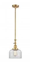  206-SG-G72 - Bell - 1 Light - 8 inch - Satin Gold - Stem Hung - Mini Pendant