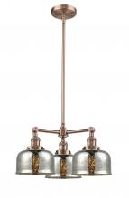  207-AC-G78 - Bell - 3 Light - 22 inch - Antique Copper - Stem Hung - Chandelier