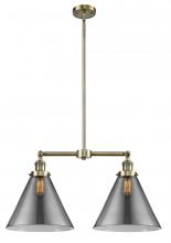  209-AB-G43-L - Cone - 2 Light - 21 inch - Antique Brass - Stem Hung - Island Light