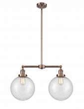  209-AC-G204-10 - Beacon - 2 Light - 25 inch - Antique Copper - Stem Hung - Island Light