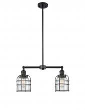  209-BK-G52-CE - Bell Cage - 2 Light - 21 inch - Matte Black - Stem Hung - Island Light