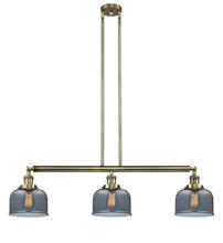  213-AB-G73-LED - Bell - 3 Light - 41 inch - Antique Brass - Stem Hung - Island Light