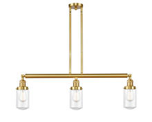  213-SG-G312 - Dover - 3 Light - 37 inch - Satin Gold - Stem Hung - Island Light