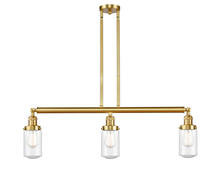  213-SG-G314 - Dover - 3 Light - 37 inch - Satin Gold - Stem Hung - Island Light