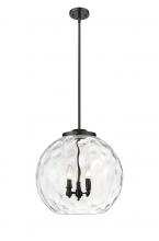  221-3S-BK-G1215-18-LED - Athens Water Glass - 3 Light - 18 inch - Matte Black - Cord hung - Pendant