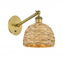  317-1W-BB-RBD-8-NAT - Woven Rattan - 1 Light - 8 inch - Brushed Brass - Sconce