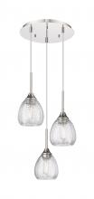  323-3P-PN-G323-6CL - Berkshire - 3 Light - 13 inch - Polished Nickel - Cord Hung - Multi Pendant