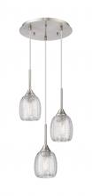  323-3P-SN-G323-5CL - Berkshire - 3 Light - 13 inch - Brushed Satin Nickel - Cord Hung - Multi Pendant