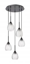  323-5P-BK-G323-6CL - Berkshire - 5 Light - 19 inch - Matte Black - Cord Hung - Multi Pendant