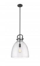  410-1SL-BK-G412-14SDY - Newton Bell - 1 Light - 14 inch - Matte Black - Pendant