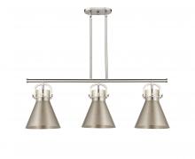  410-3I-SN-M411-10SN - Newton Cone - 3 Light - 42 inch - Satin Nickel - Island Light