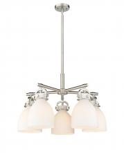  410-5CR-SN-G412-7WH - Newton Bell - 5 Light - 26 inch - Satin Nickel - Chandelier