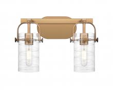  423-2W-BB-G423-7DE - Pilaster II Cylinder - 2 Light - 15 inch - Brushed Brass - Bath Vanity Light