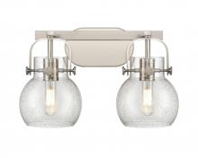  423-2W-SN-G410-6SDY - Pilaster II Sphere - 2 Light - 17 inch - Satin Nickel - Bath Vanity Light