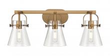  423-3W-BB-G411-6CL - Pilaster II Cone - 3 Light - 27 inch - Brushed Brass - Bath Vanity Light