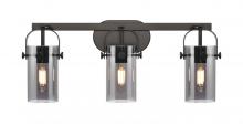  423-3W-BK-G423-7SM - Pilaster II Cylinder - 3 Light - 25 inch - Matte Black - Bath Vanity Light