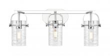  423-3W-PC-G423-7DE - Pilaster II Cylinder - 3 Light - 25 inch - Polished Chrome - Bath Vanity Light