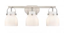  423-3W-SN-G412-6WH - Pilaster II Bell - 3 Light - 27 inch - Satin Nickel - Bath Vanity Light