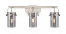  423-3W-SN-G423-7SM - Pilaster II Cylinder - 3 Light - 25 inch - Satin Nickel - Bath Vanity Light