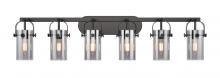  423-6W-BK-G423-7SM - Pilaster II Cylinder - 6 Light - 44 inch - Matte Black - Bath Vanity Light