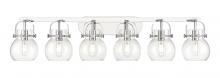  423-6W-PC-G410-6CL - Pilaster II Sphere - 6 Light - 46 inch - Polished Chrome - Bath Vanity Light