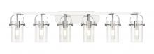  423-6W-PC-G423-7CL - Pilaster II Cylinder - 6 Light - 44 inch - Polished Chrome - Bath Vanity Light