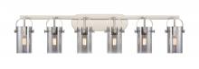  423-6W-SN-G423-7SM - Pilaster II Cylinder - 6 Light - 44 inch - Satin Nickel - Bath Vanity Light