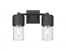  428-2W-BK-G428-7CL - Bolivar - 2 Light - 14 inch - Matte Black - Bath Vanity Light