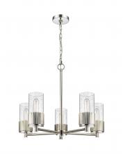  428-5CR-PN-G428-7SDY - Bolivar - 5 Light - 25 inch - Polished Nickel - Chain Hung - Chandelier