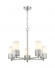  428-5CR-SN-G428-7WH - Bolivar - 5 Light - 25 inch - Satin Nickel - Chain Hung - Chandelier