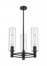  434-3CR-BK-G434-12CL - Crown Point - 3 Light - 18 inch - Matte Black - Pendant