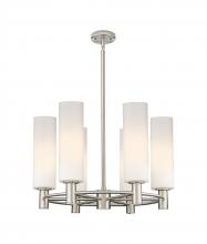  434-6CR-SN-G434-12WH - Crown Point - 6 Light - 24 inch - Satin Nickel - Chandelier