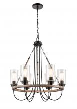  442-6CR-BK-SDY - Paladin - 6 Light - 25 inch - Matte Black - Chain Hung - Chandelier