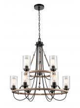  442-9CR-BK-SDY - Paladin - 9 Light - 32 inch - Matte Black - Chain Hung - Chandelier